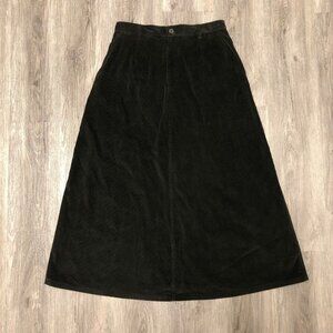 Vintage L.L. Bean Corduroy Maxi Skirt Women's Size 14 Forest Green 90s Vintage